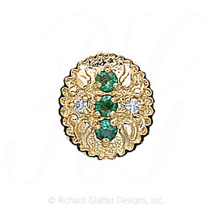 GS315 E/D - 14 Karat Gold Slide with Emerald center and Diamond accents 